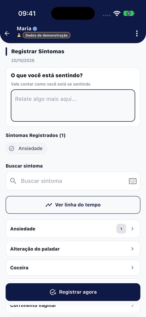 Registro de sintomas no FormFeed